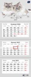 Kalendarz ścienny trójdzielny 2027 Interdruk - Koty