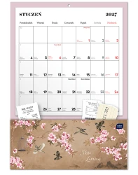 Kalendarz ścienny planszowy z kieszonką 2027 Interdruk - Cherry Blossom