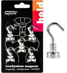 Magnesy neodymowe z haczykiem Grand 12 mm - 5 sztuk