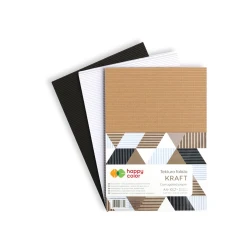 Tektura falista Happy Color Kraft A4 - 10 arkuszy - biała, brązowa i czarna