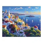 Mozaika diamentowa 5D Flamingo 40 x 30 cm - Wybrzeże Santorini