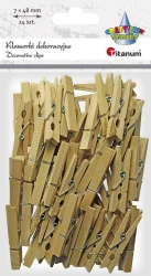 Klamerki dekoracyjne drewniane 4,8 cm naturalne - 24 sztuki