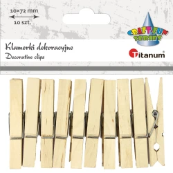 Klamerki dekoracyjne drewniane 7,2 cm naturalne - 10 sztuk