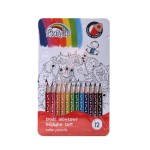 Kredki ołówkowe trójkątne Fiorello w metalowym opakowaniu - 12 kolorów