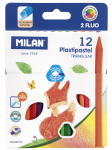 Kredki świecowe (woskowe / plastipastel) trójkątne MILAN - 12 kolorów