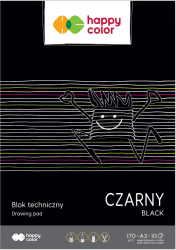 Blok techniczny A3 Happy Color 170g - czarny - 10 arkuszy