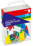 Kołki (pinezki) tablicowe - Chorągiewki - kolorowe (25 szt.)