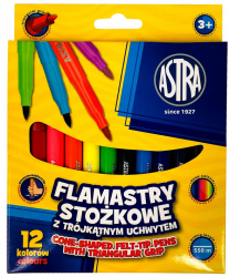 Pisaki (flamastry) stożkowe ASTRA - 12 kolorów