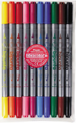 Pisaki (flamastry) dwustronne FIBRACOLOR - 10 kolorów
