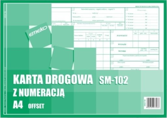 karta drogowa z numeracją emeko sm-102 a4 aksa.PNG