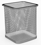 Kubek na długopisy siatkowy kwadratowy - srebrny