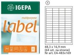 Etykiety samoprzylepne białe Igepa 48,3 x 16,9 mm - 100 arkuszy